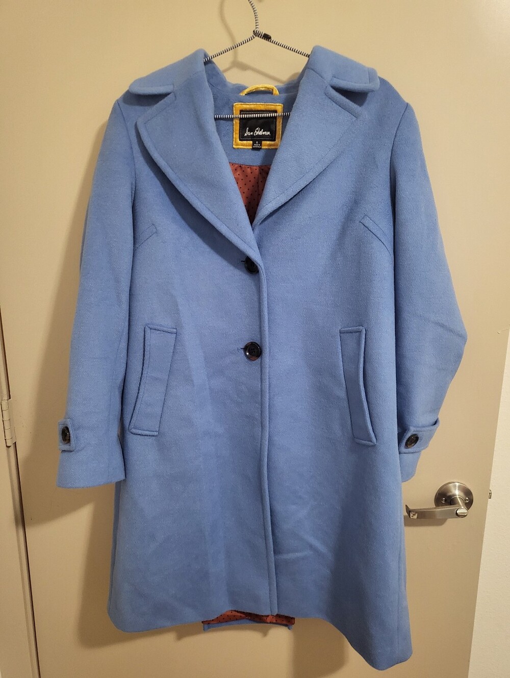Sam Edelman Powder Blue Wool-Blend Pea Coat